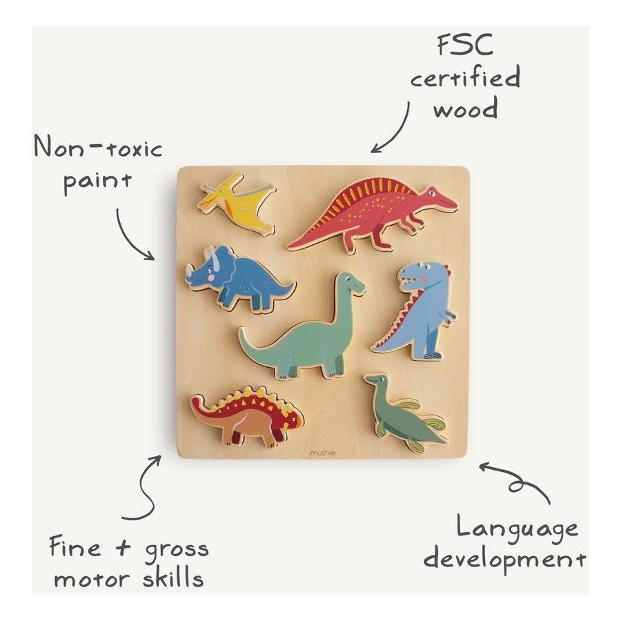 Mushie Wooden Dinosaur Puzzle - EXPO DISPLAY STOCK CLEARANCE