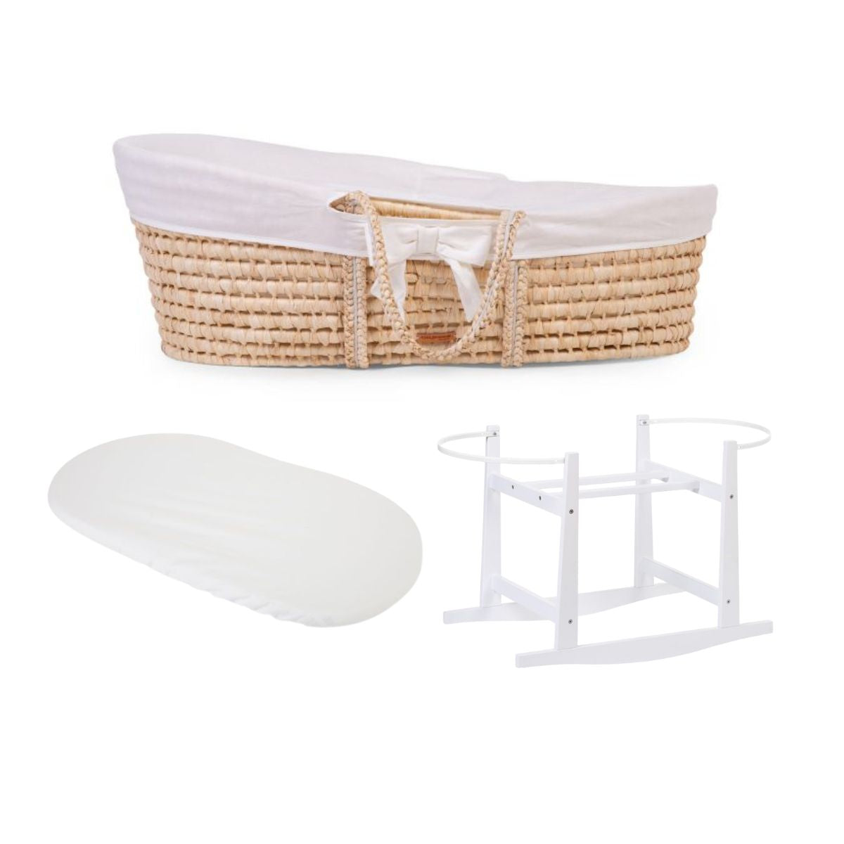 Childhome Moses Basket Bundle - Moses Basket, Mattress Protector & Rocking Stand