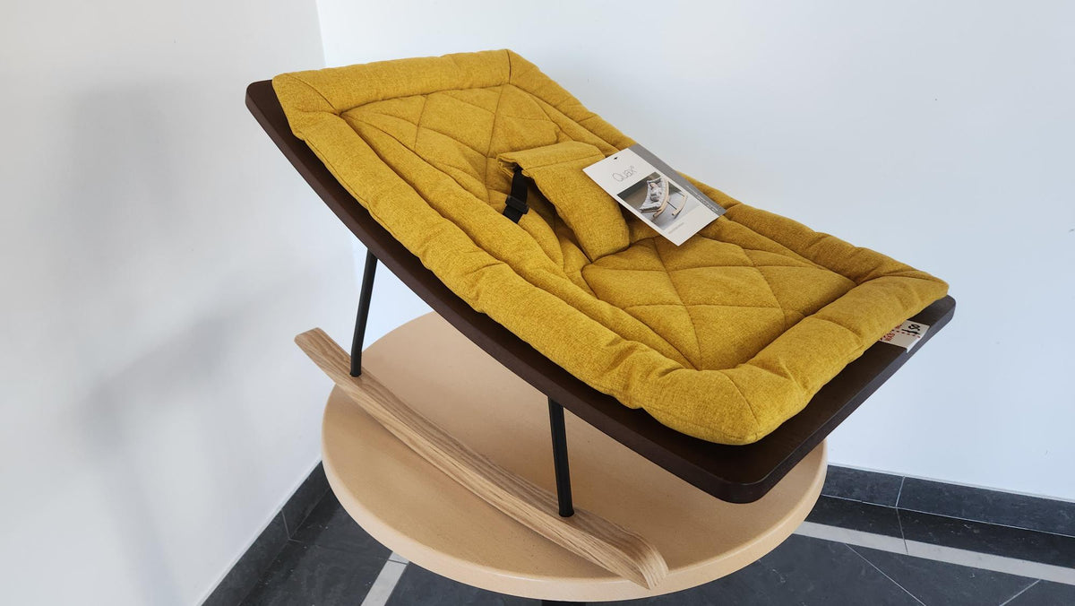 Quax Rocking Baby Bouncer - Saffron/WALNUT SHOWROOM CLEARANCE