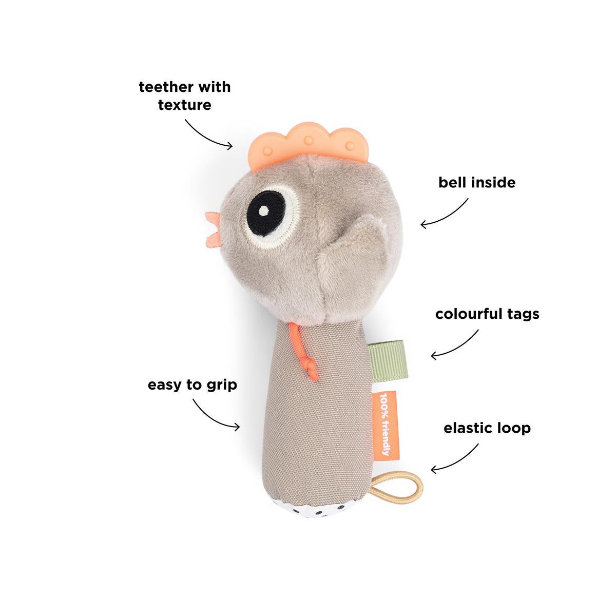 Done by Deer Tiny Sensory Rattle - Farm Sand