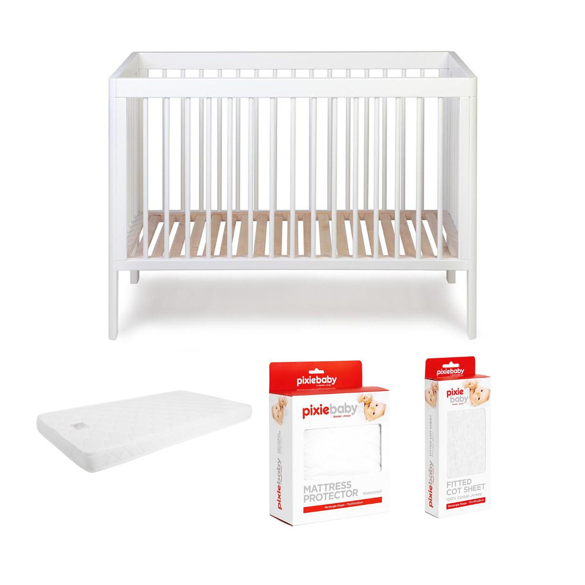 Troll Cot Lukas Bundle - Cot, Mattress, Mattress Protector and Cot Sheets Grey