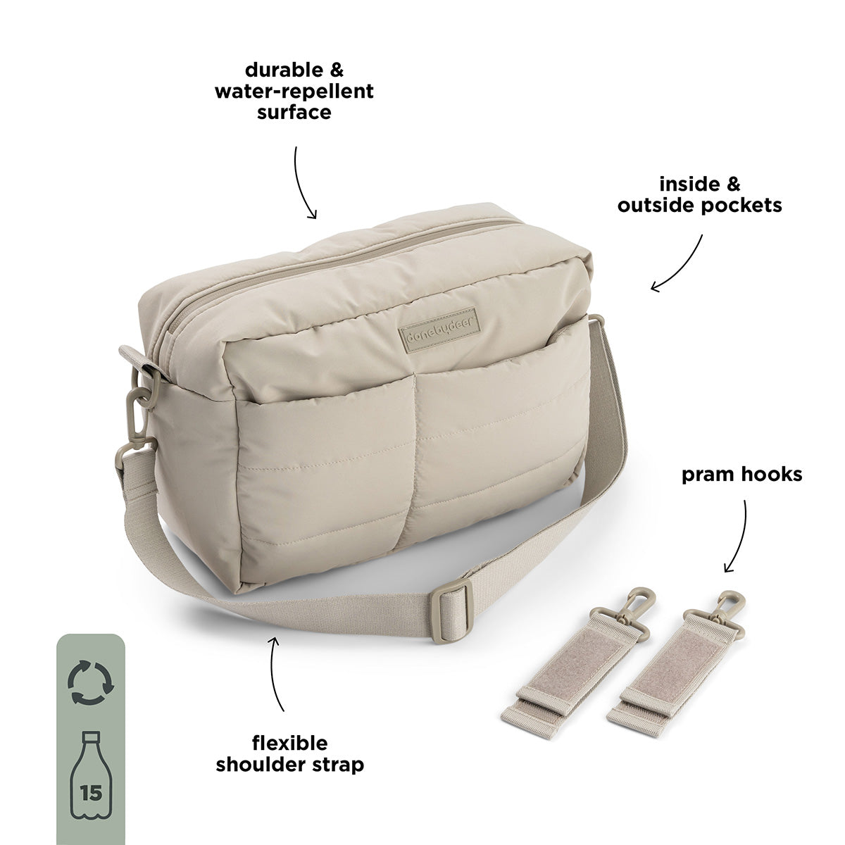 Done by Deer Quilted Stroller Bag Sand