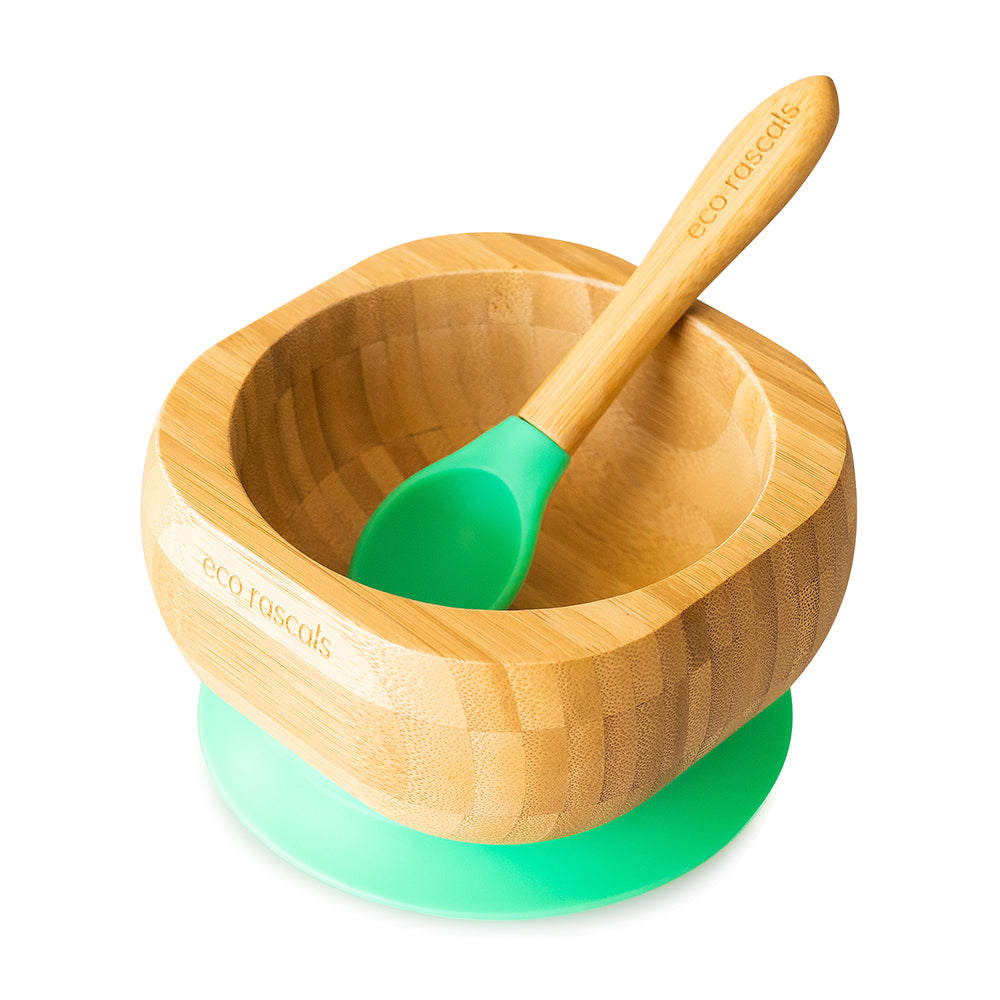 Eco Rascals Organic Bamboo Bowl - Green DISPLAY CLEARANCE
