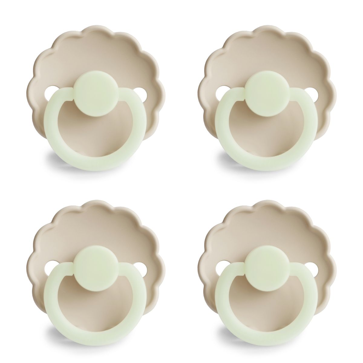FRIGG Daisy Pacifier 4 Pack Silicone 0-6months Cream Night