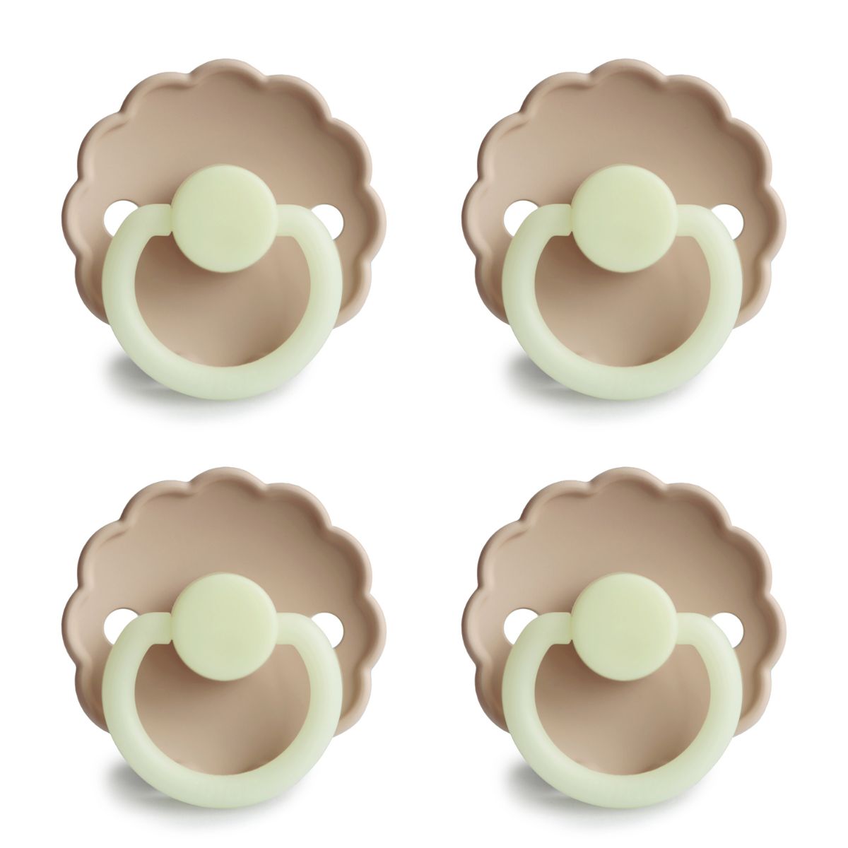 FRIGG Daisy Pacifier 4 Pack Silicone 0-6months Croissant Night