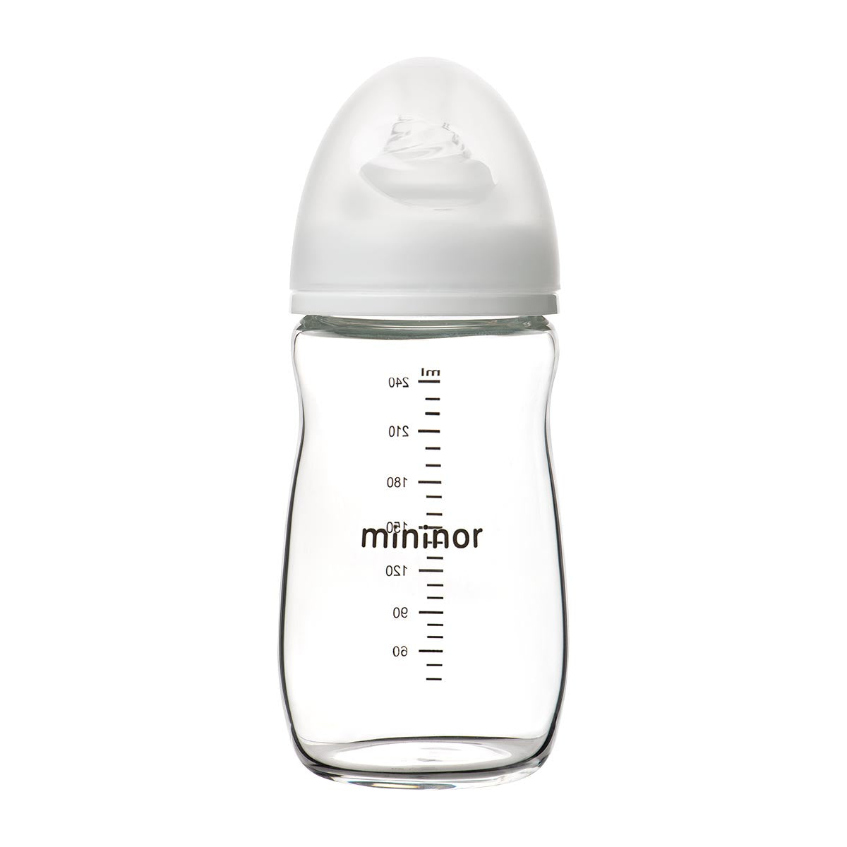 Mininor Baby Bottle - Glass 240 ml 3mth+