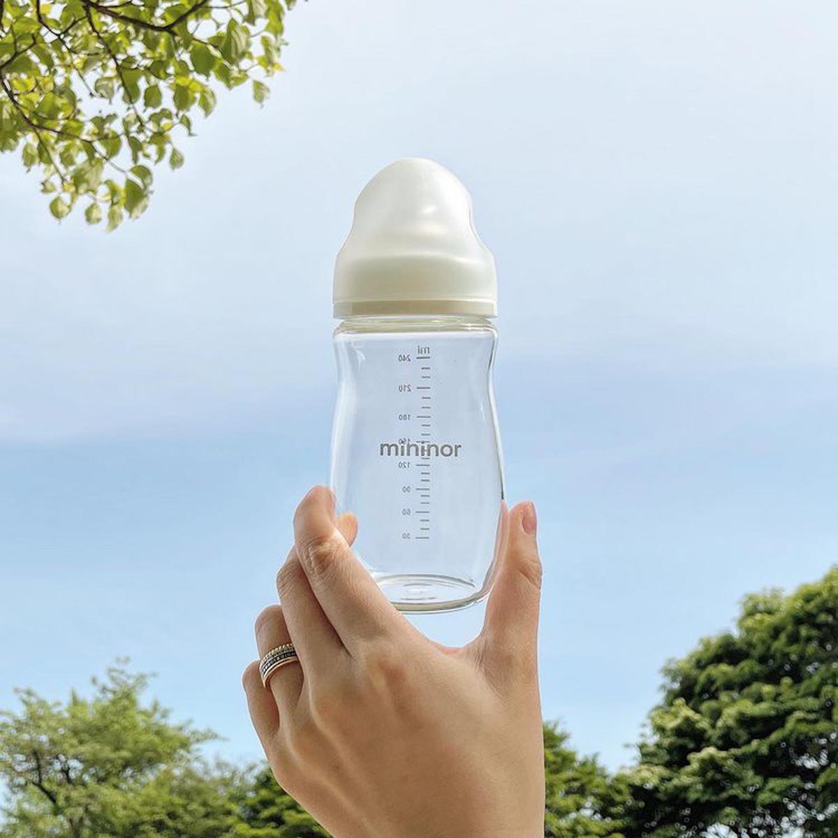 Mininor Baby Bottle - Glass 240 ml 3mth+