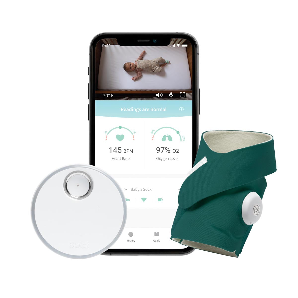 Owlet Smart Sock 3 Fabric Sock Set - Deep Sea Green