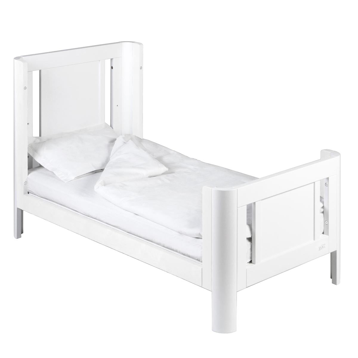 Troll Sun Cot Bundle - White Cot, Mattress, Mattress Protector and Cot Sheets Grey