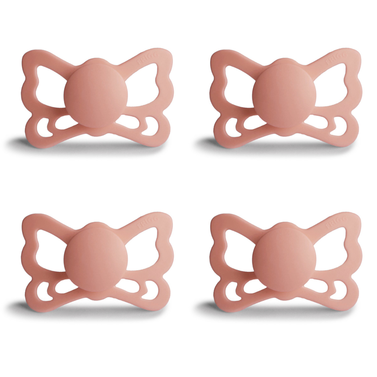 FRIGG Butterfly Pacifier 4 Pack Silicone 6-18months Peach