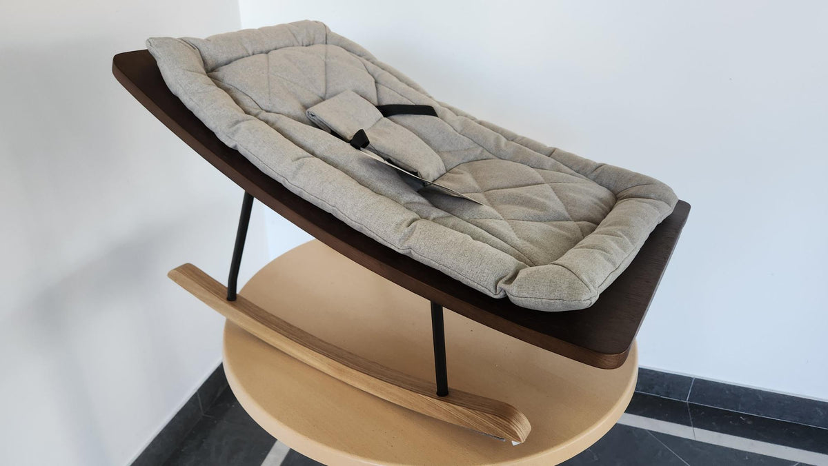 Quax Rocking Baby Bouncer - SAND GREY/WALNUT SHOWROOM CLEARANCE