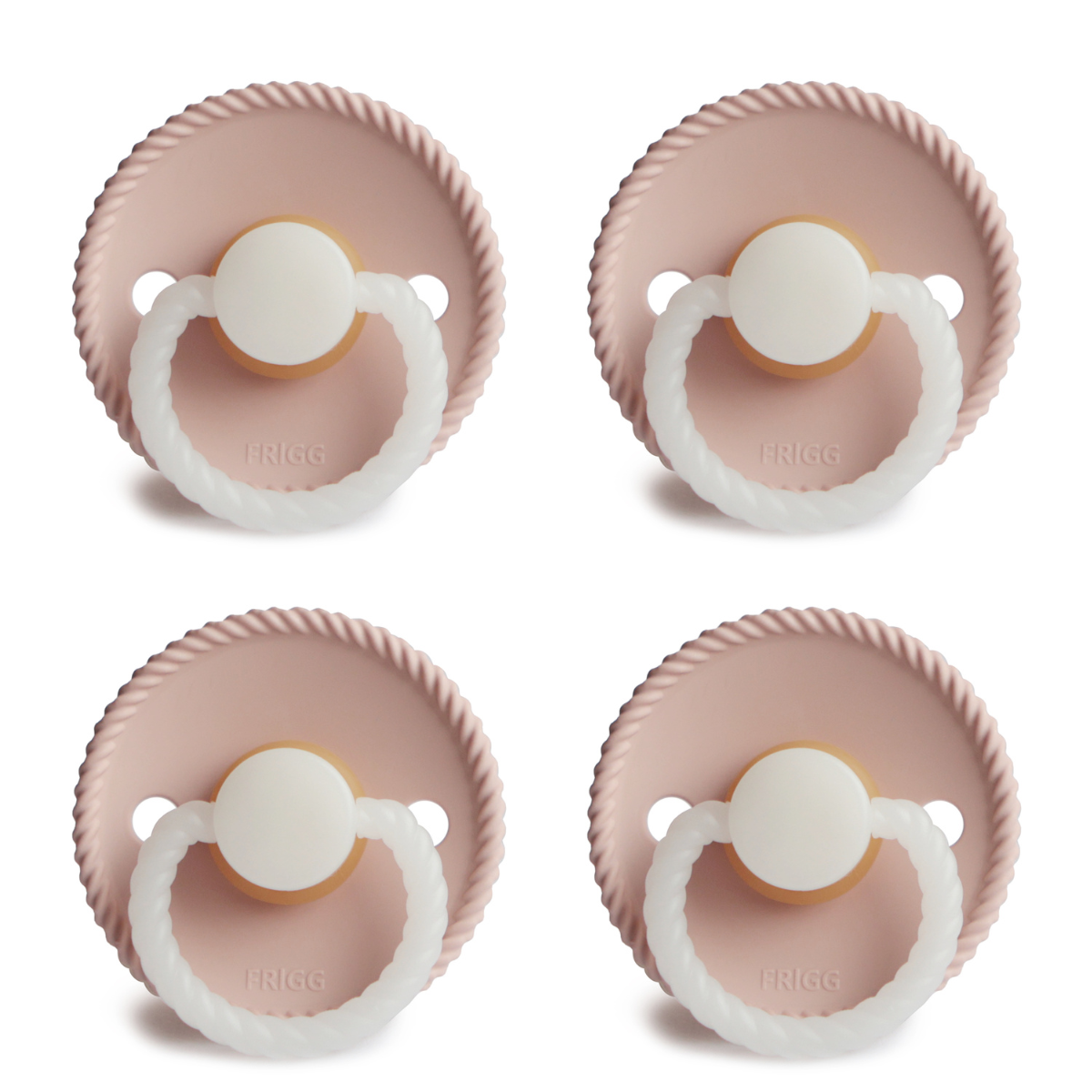 FRIGG Rope Night Pacifier 4 Pack Latex 0-6 months Blush