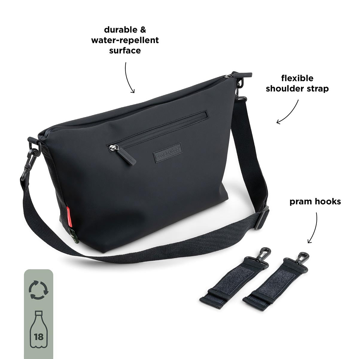 Done by Deer Stroller Bag Black