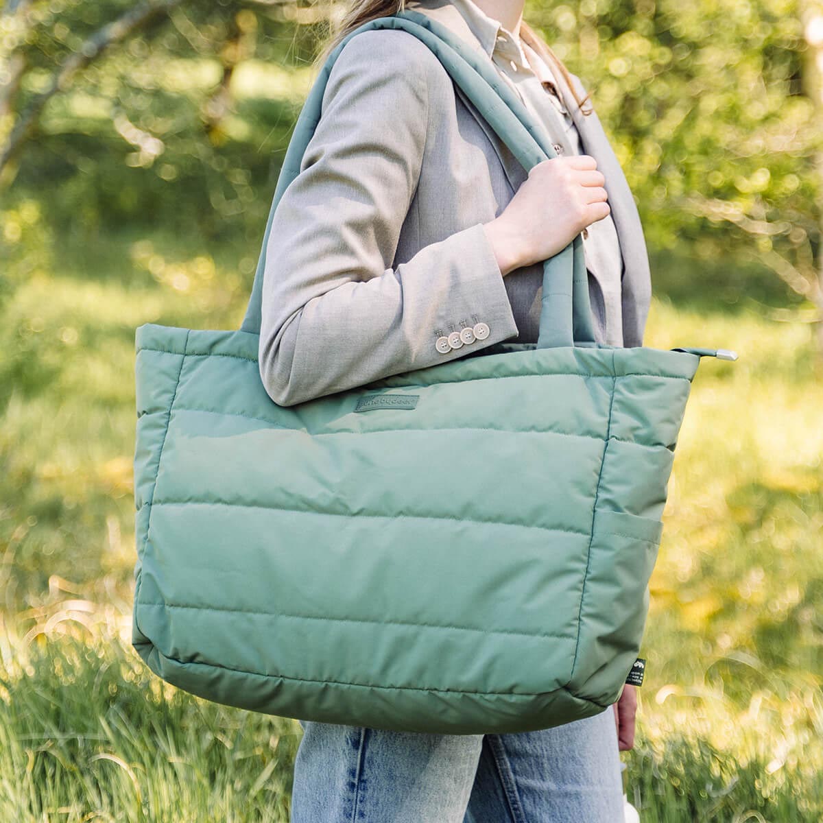Done by Deer Qulited Changing Tote Green