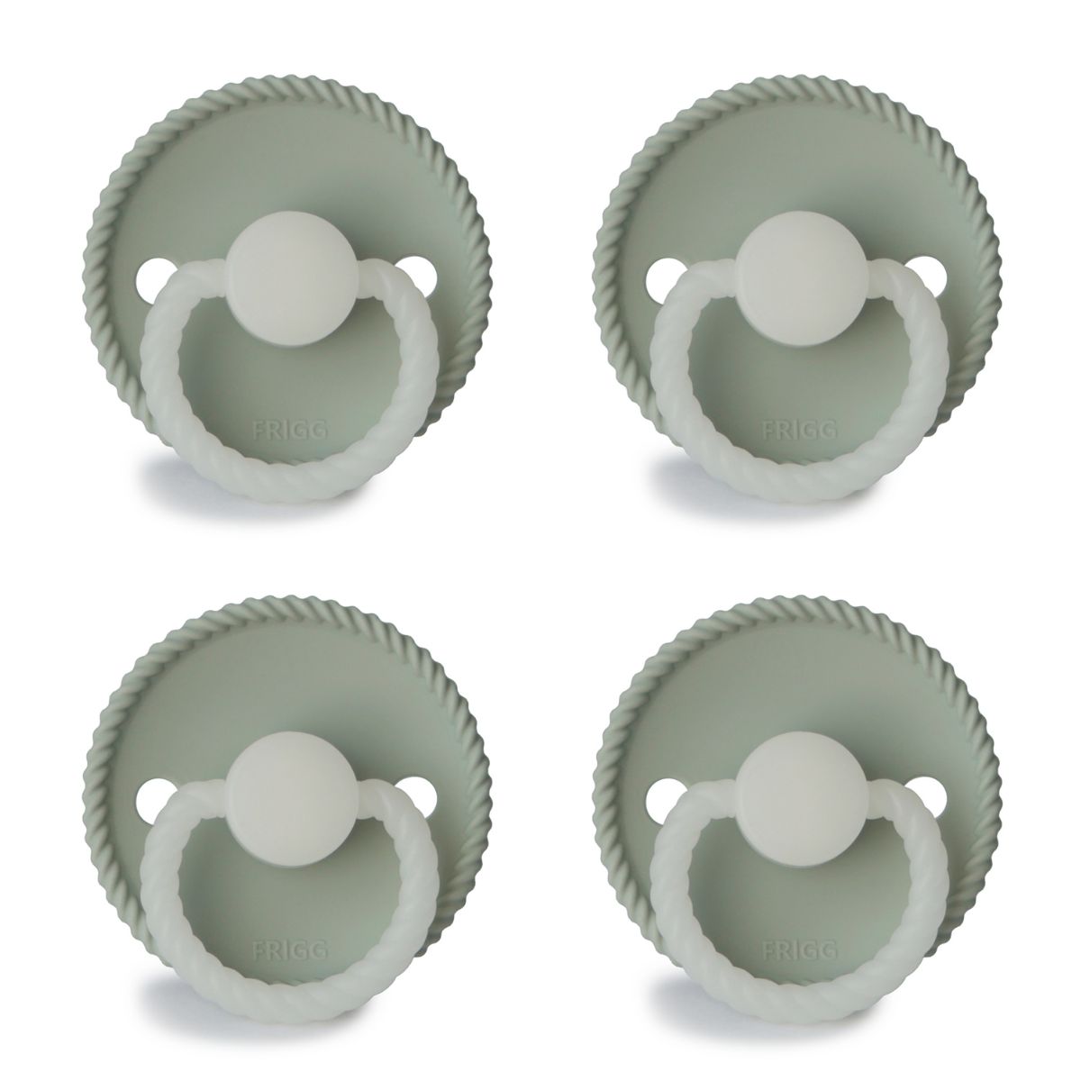 FRIGG Rope Pacifier 4 Pack Silicone 0-6months Sage Night