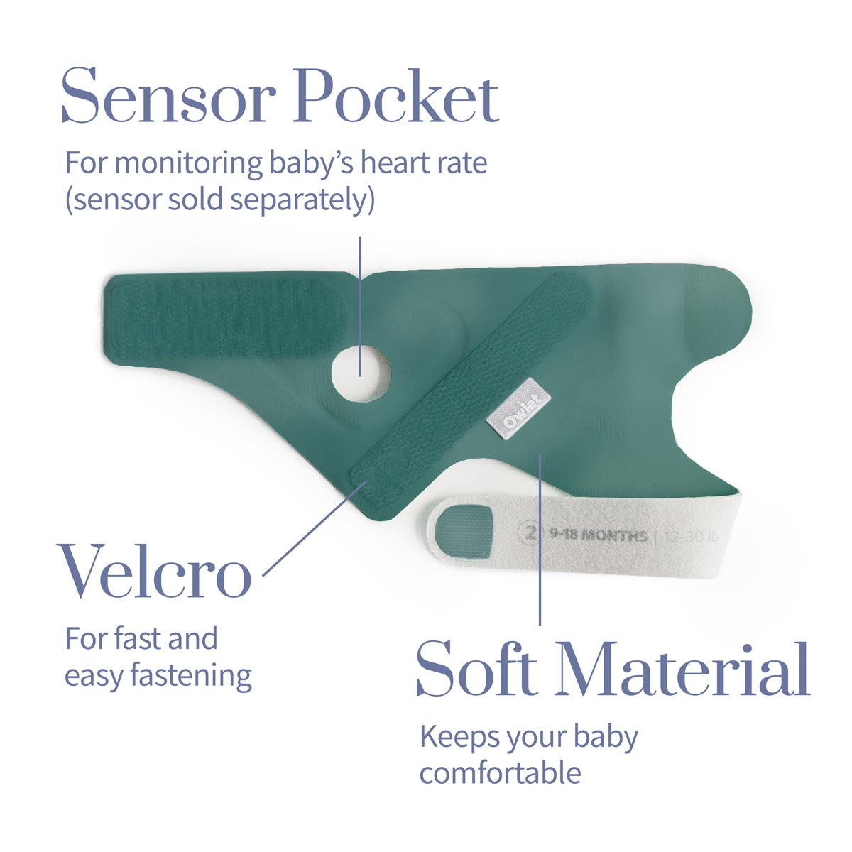 Owlet Smart Sock 3 Fabric Sock Set - Deep Sea Green