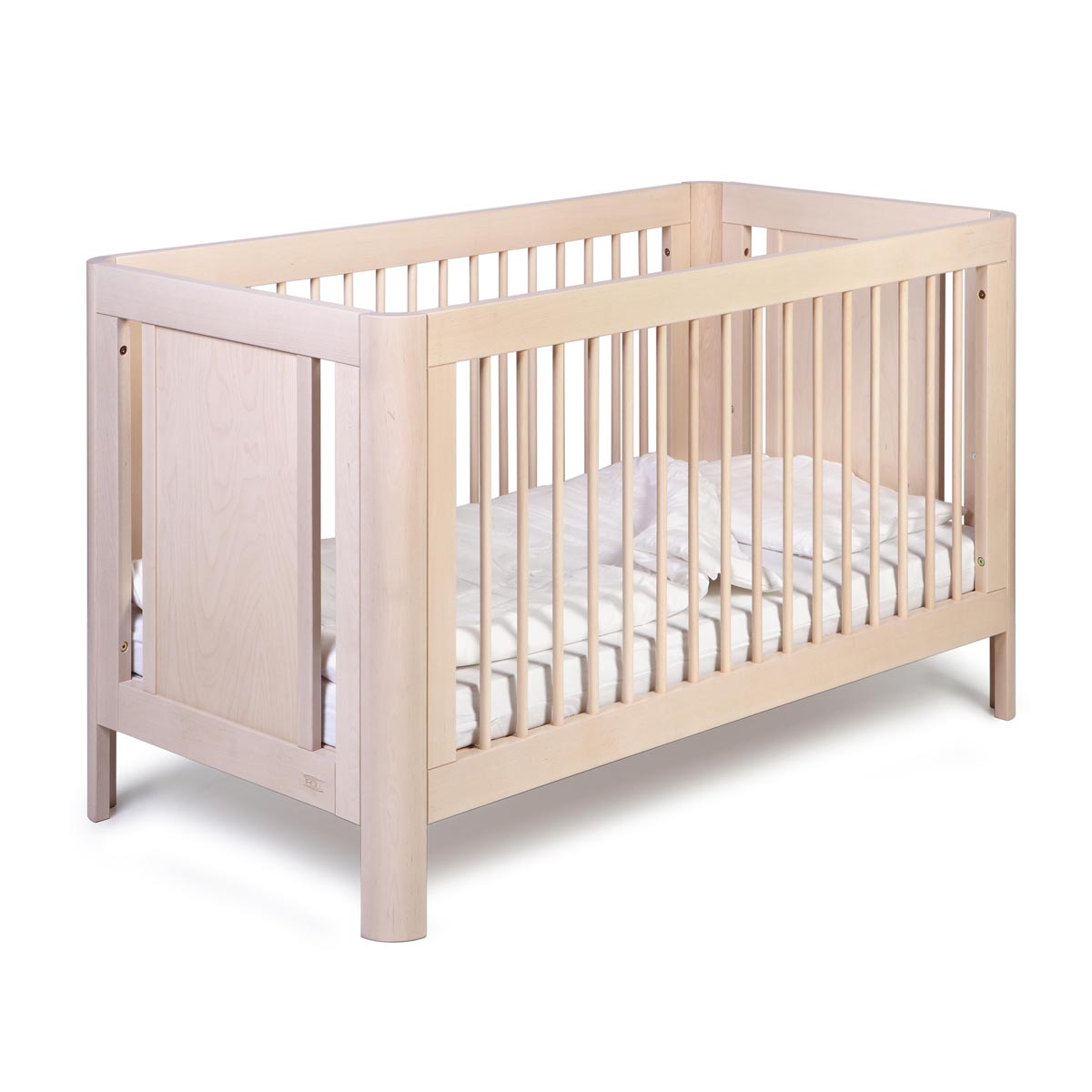 Troll Sun Cot Bundle - Whitewash Cot, Mattress, Mattress Protector and Cot Sheets Grey